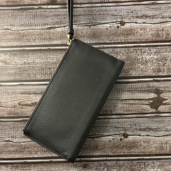 Coach Black Leather Pouch with Gold Accent and wrist strap - Picture 8 of 11